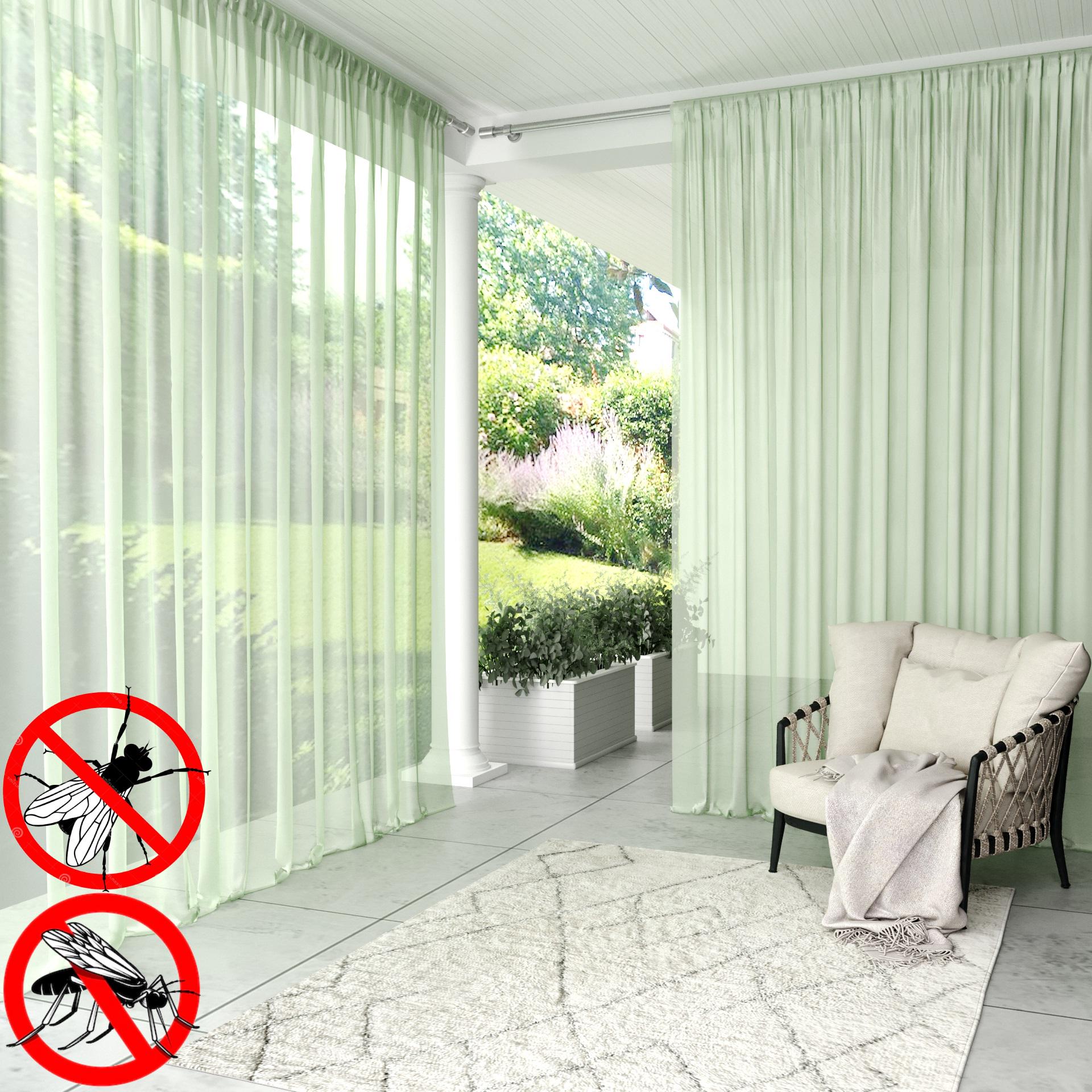 Шторы уличные с антимоскитной пропиткой от мух и комаров 285х215 см Мятный/Зеленый - фото 2