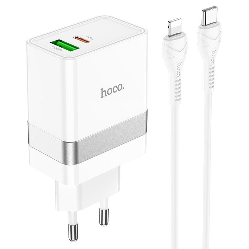 Зарядний пристрій мережевий Hoco N21 Topspeed PD30W+QC3.0 1USB/1Type-C/3A/Type-C to Lightning Білий (00000063862_1) Зарядний пристрій мережевий Hoco N21 Topspeed PD30W+QC3.0 1USB/1Type-C/3A/Type-C to Lightning Білий (00000063862_1)