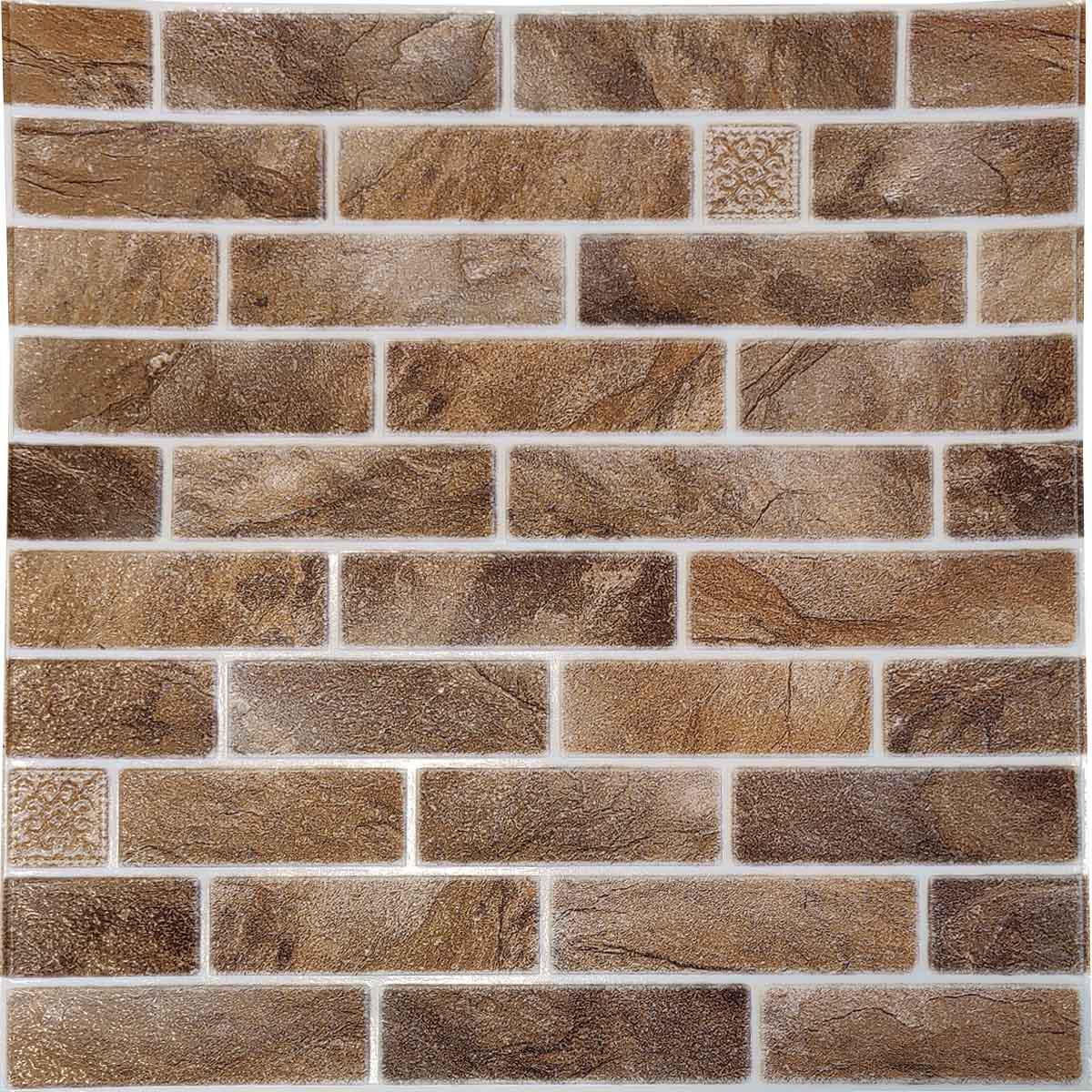 3D-панель самоклейна декоративна Мікс 690x690x4 мм Коричневий (673)