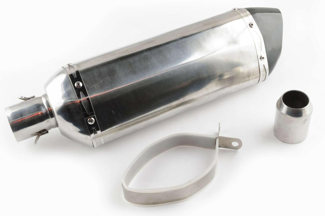Глушитель тюнинг №2 Три-овал 400х105 мм/крепление Ø 78 мм Хром прямоток (2177153856)