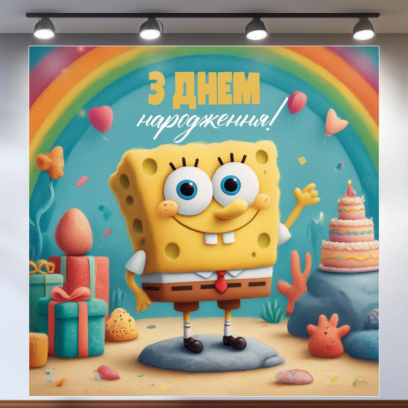 Баннер для фотозоны Губка Боб 200x200 см №44275