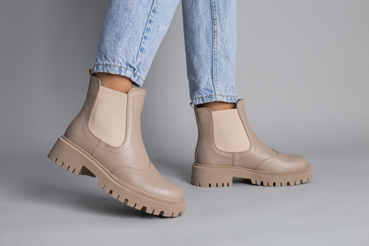 Челси женские кожаные демисезонные р. 39 Бежевый (8604-1д/39)