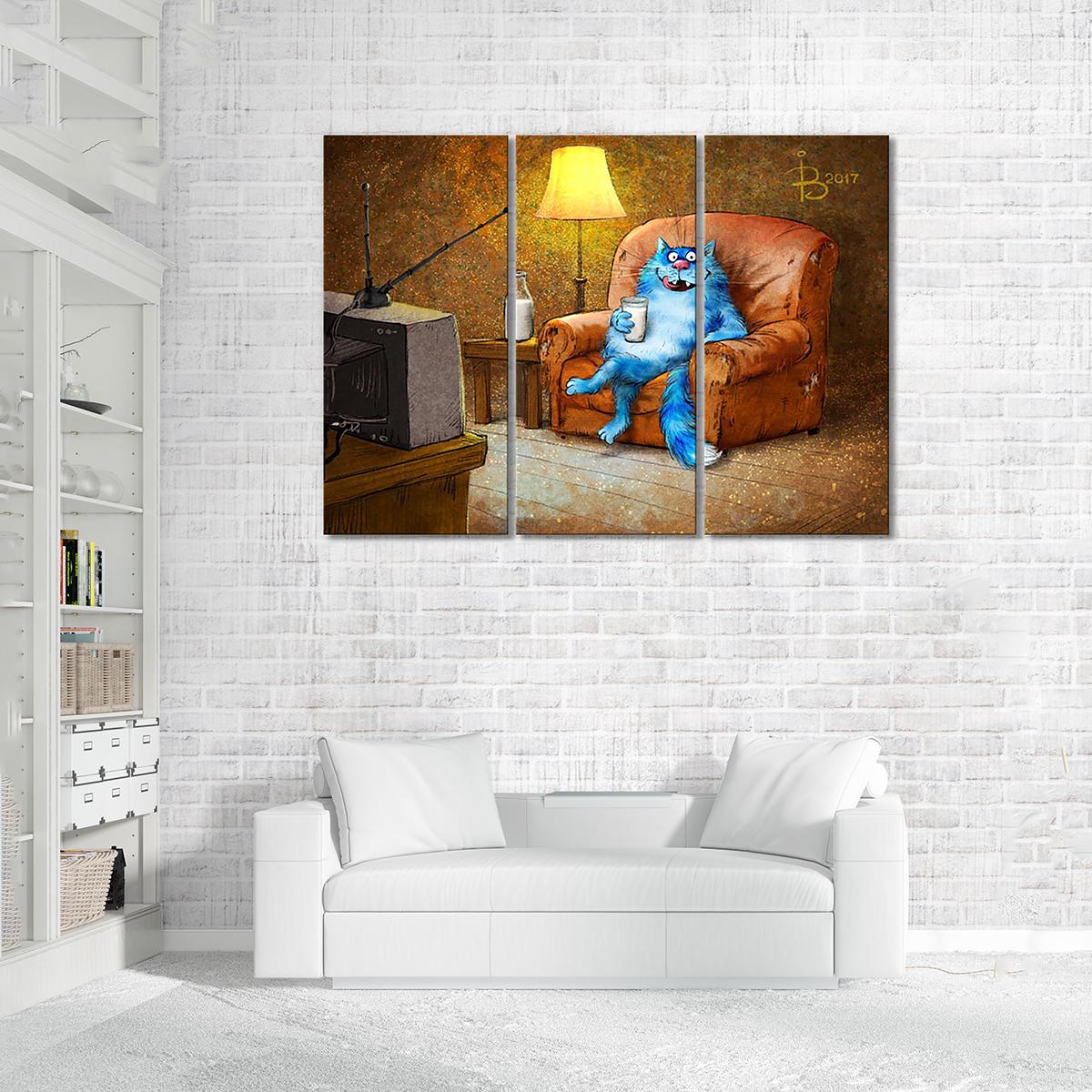 Модульная картина Отдых перед телевизором 3 модуля общий размер 90x135 см (_rinaz_20172224040)