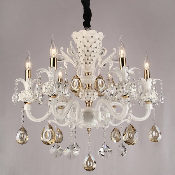 Люстра класична Flora кришталева з камінням на 6 ламп (KC002/6/white)