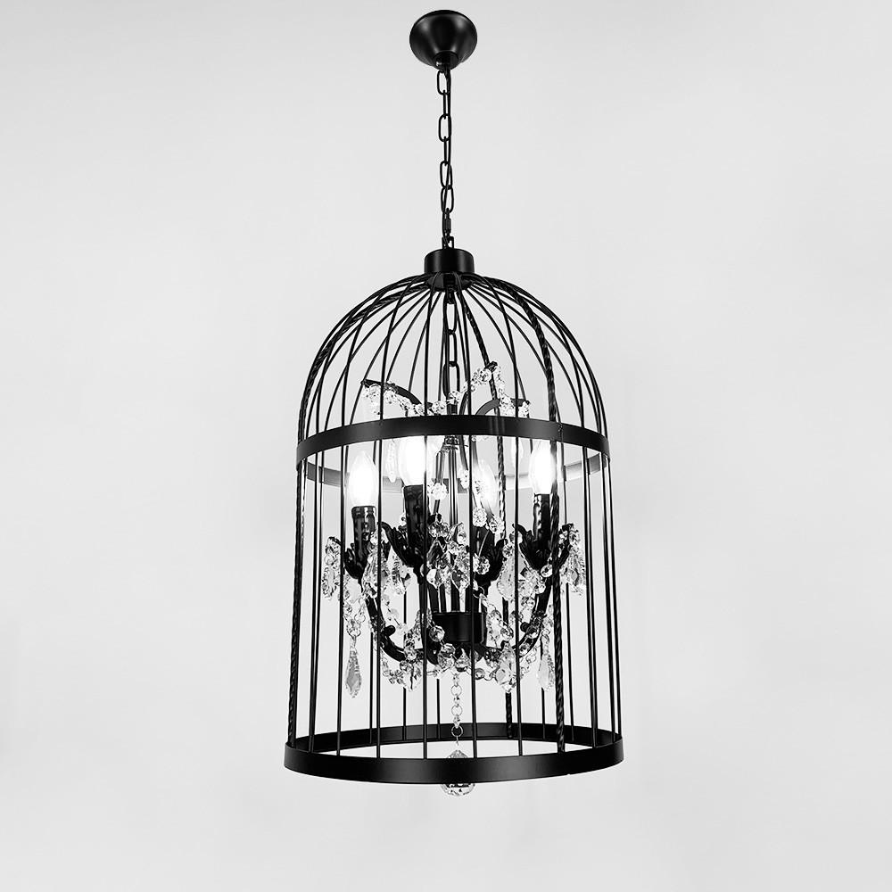 Люстра MJ135/4 BK с хрустальными камнями на 4 лампы Черный