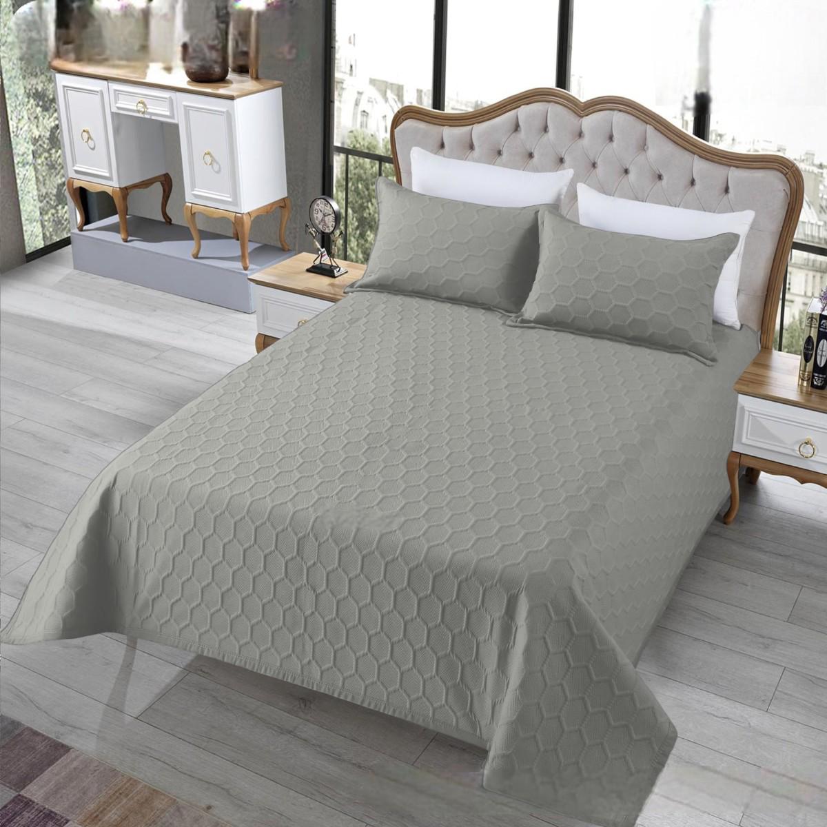 Покривало бавовняне стьобане та 2 наволочки Koloco євро 220х240 см Сірий (41693) - фото 2 Покривало бавовняне стьобане та 2 наволочки Koloco євро 220х240 см Сірий (41693) - фото 2