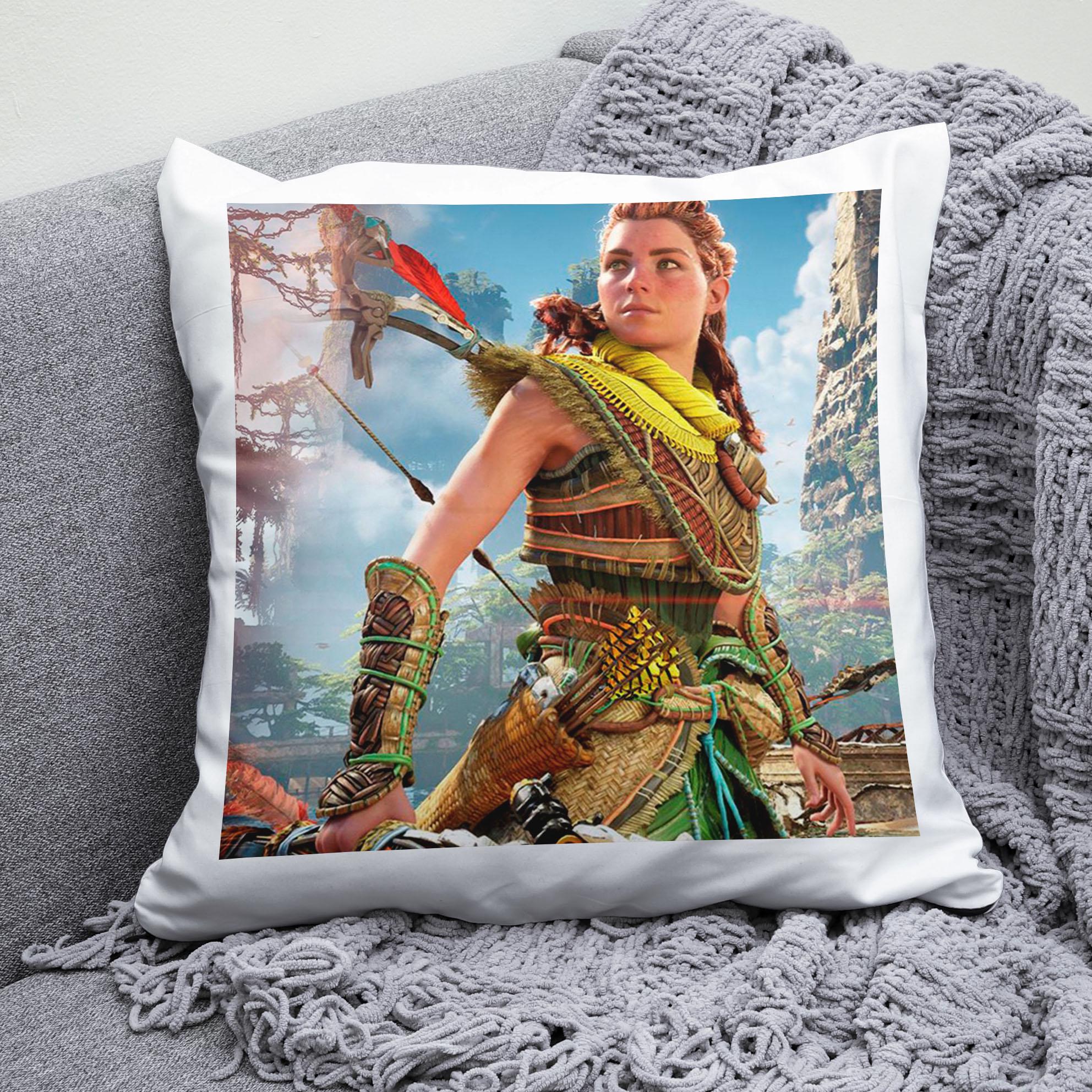 Плюшевая подушка квадрат с принтом игры Horizon Zero Dawn