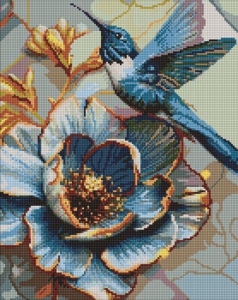 Алмазна мозаїка Колібрі на півонії art_selena_ua 40х50 см (AMO20100)