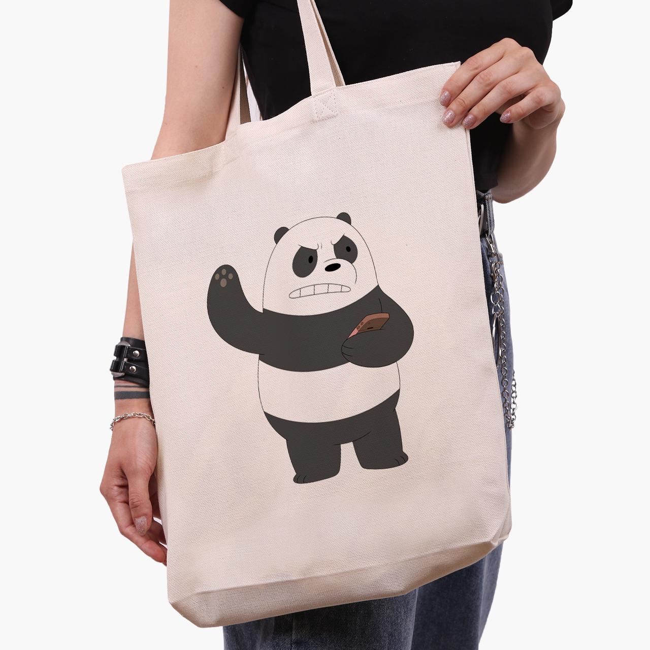 Эко сумка шоппер We Bare bears 41х39х8 см Бежевый (9227-1776-WTD)