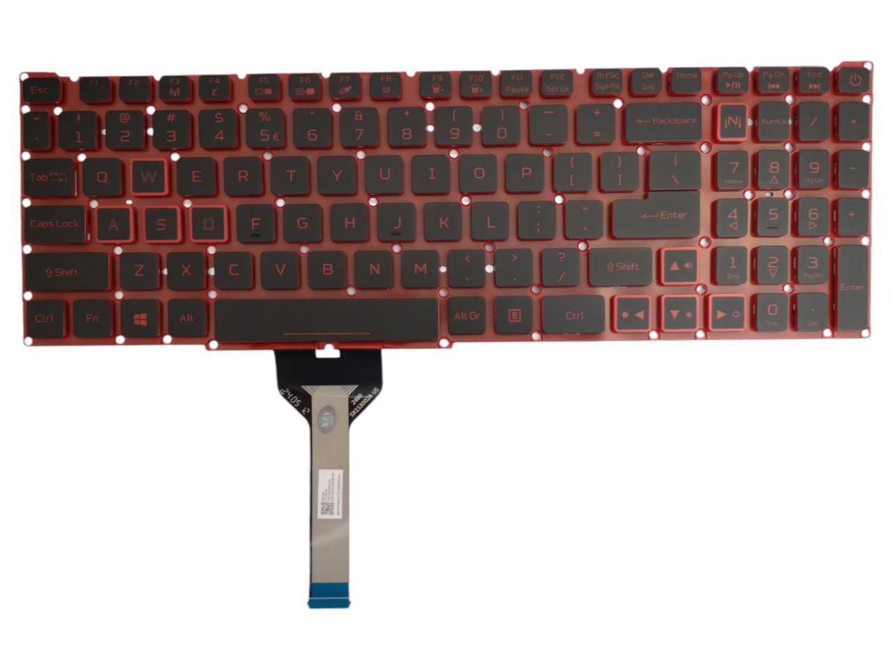 Клавиатура для Acer Nitro 5 AN515-54/55/56/57/58 US с подсветкой Red (NSK-RAQFBC)