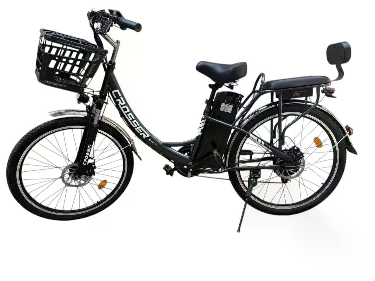 Электровелосипед Crosser E-LIT 26" 500W 48V 20Ah с корзиной Черный