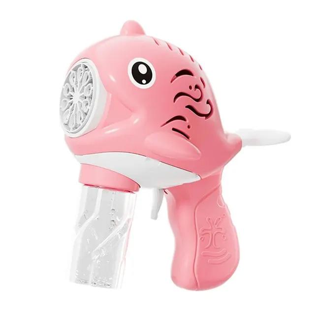 Пистолет-пушка пузырчатый Кит с подсветкой Розовый