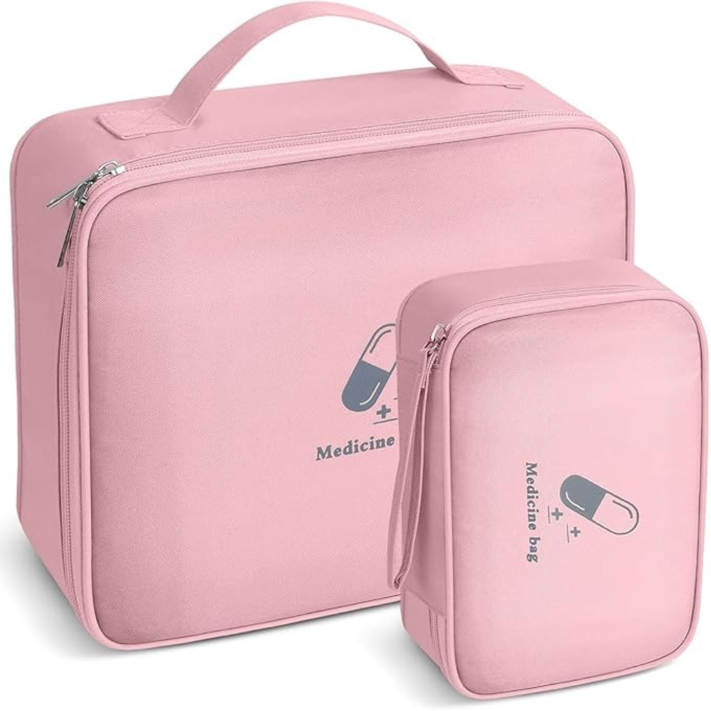 Комплект сумок для медикаментов дорожные аптечки большая и маленькая Розовый