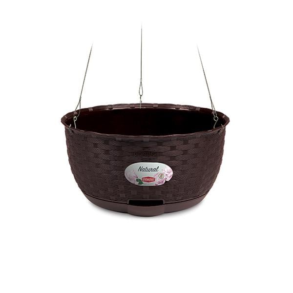 Кашпо подвесное круглое с автополивом Stefanplast Natural 30х14,5 см Коричневый (75504)