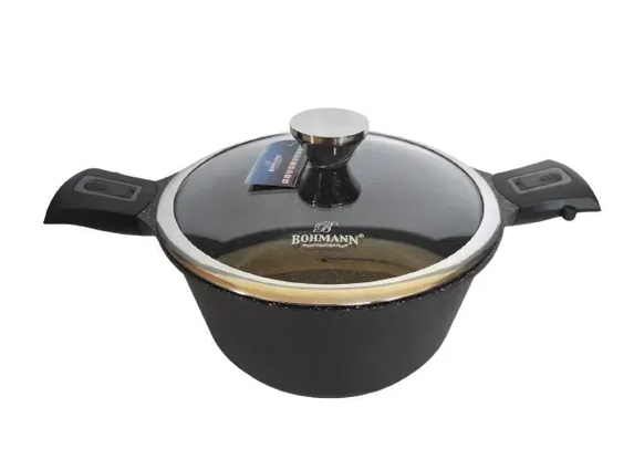 Каструля зі знімними ручками Bohmann з мармуровим антипригарним покриттям 4,3 л 24 см (BH-1730-24CR)