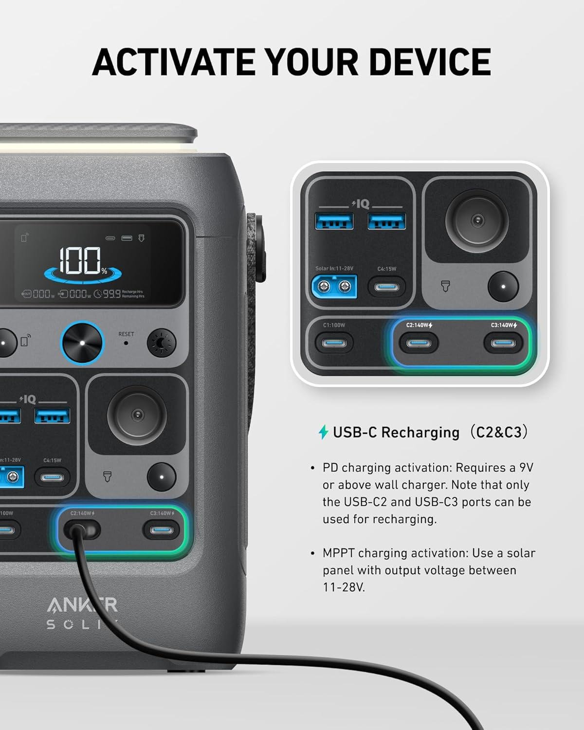 Зарядна станція Anker SOLIX C300 DC Portable Power Station 90000 mAh 288Wh 300W (A1726) - фото 5