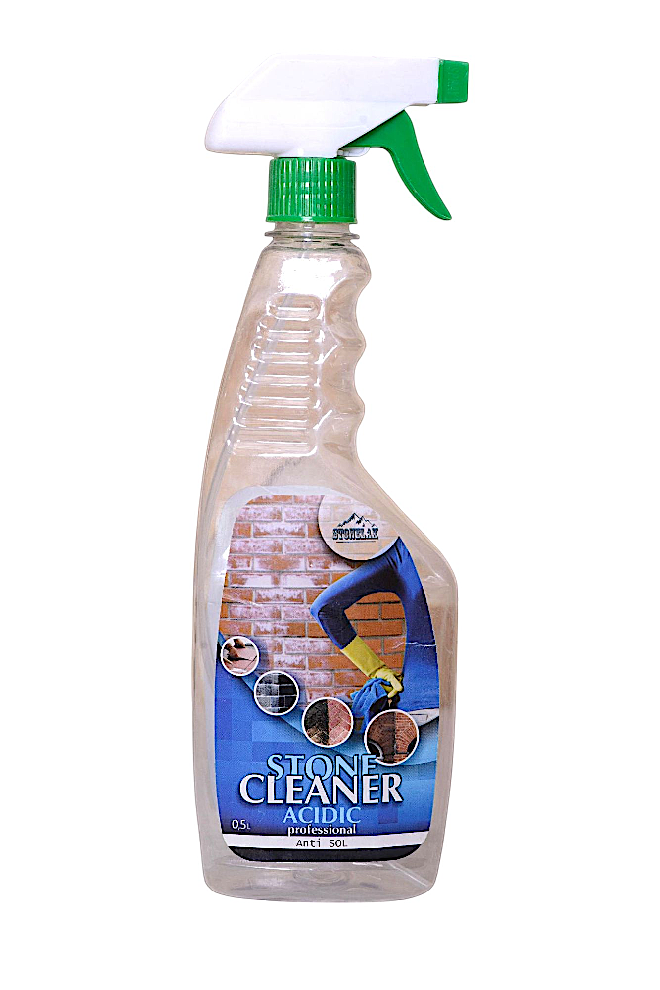 Будівельний очищувач знежирювач/знепилювач STONE CLEANER ACIDIC/Professional/ANTI SOL 0,5 л