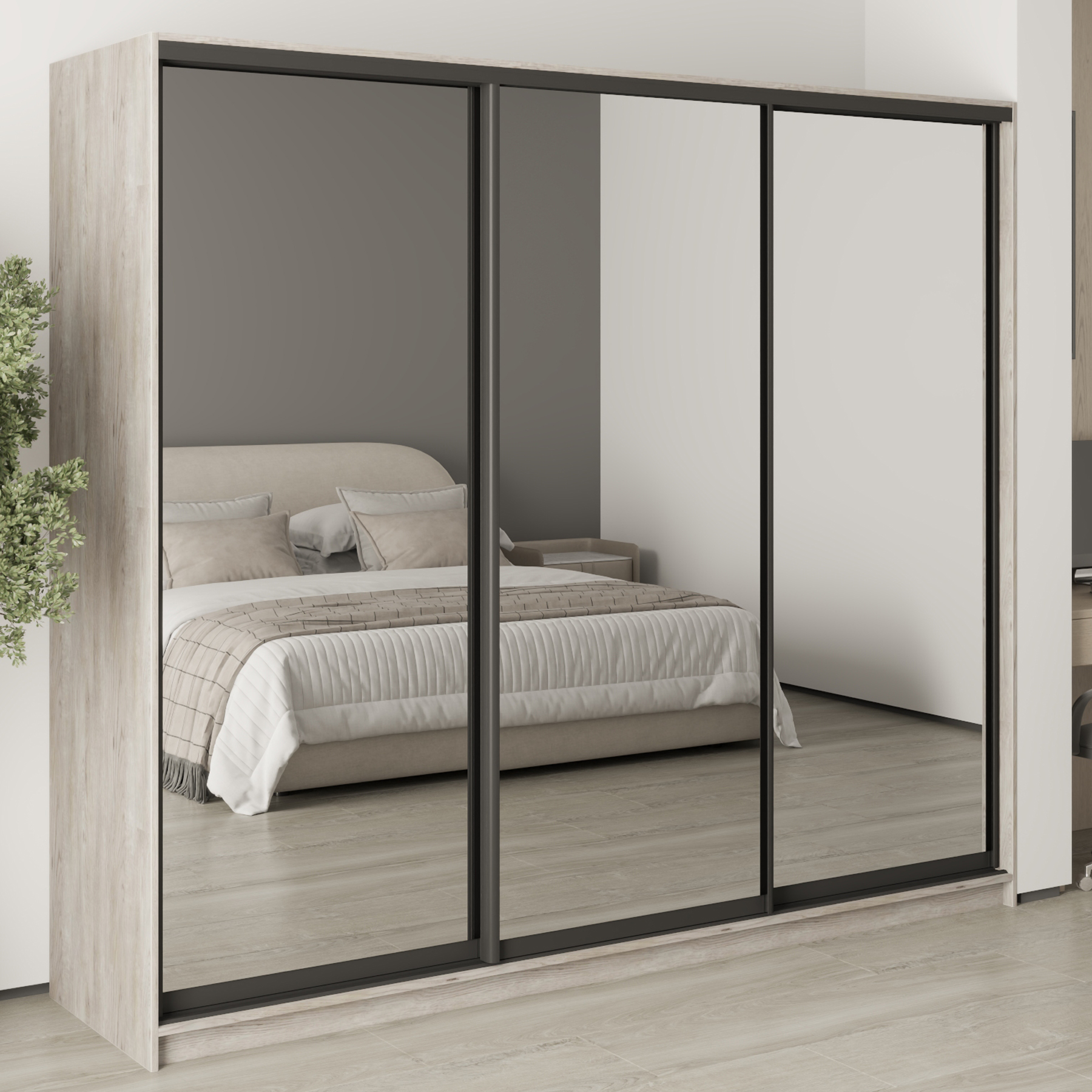 Шкаф-купе трехдверный Mebel Star Комбо BG MBS-9344 240х60х210 см Аляска серый (1009333)