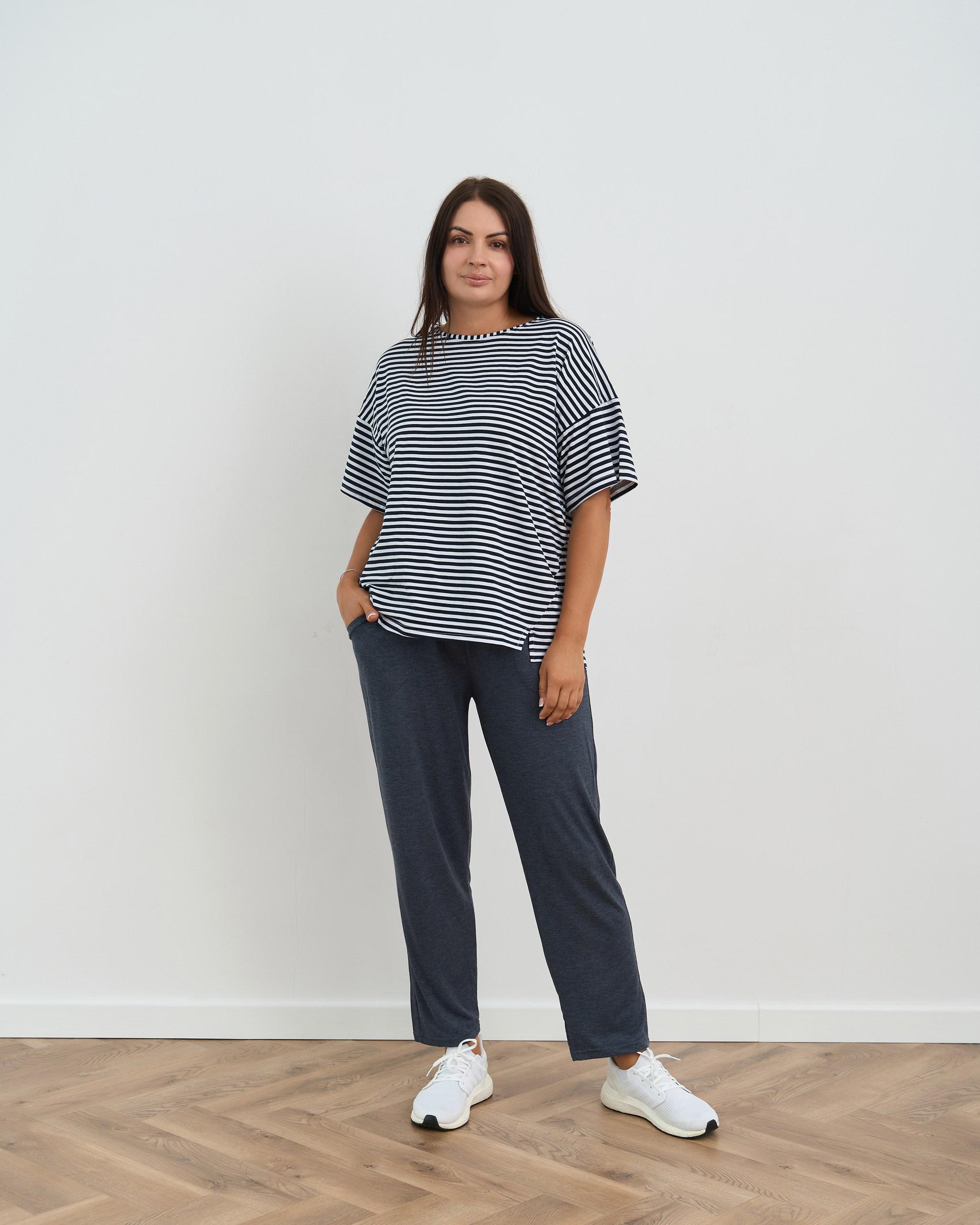 Комплект батальный со штанами и футболкой Полоска 32054 3XL Темно-синий