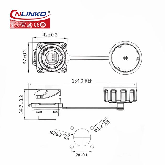 Герметичный разъем Cnlinko RJ-45 YM-24 штекер+розетка (57053) - фото 5