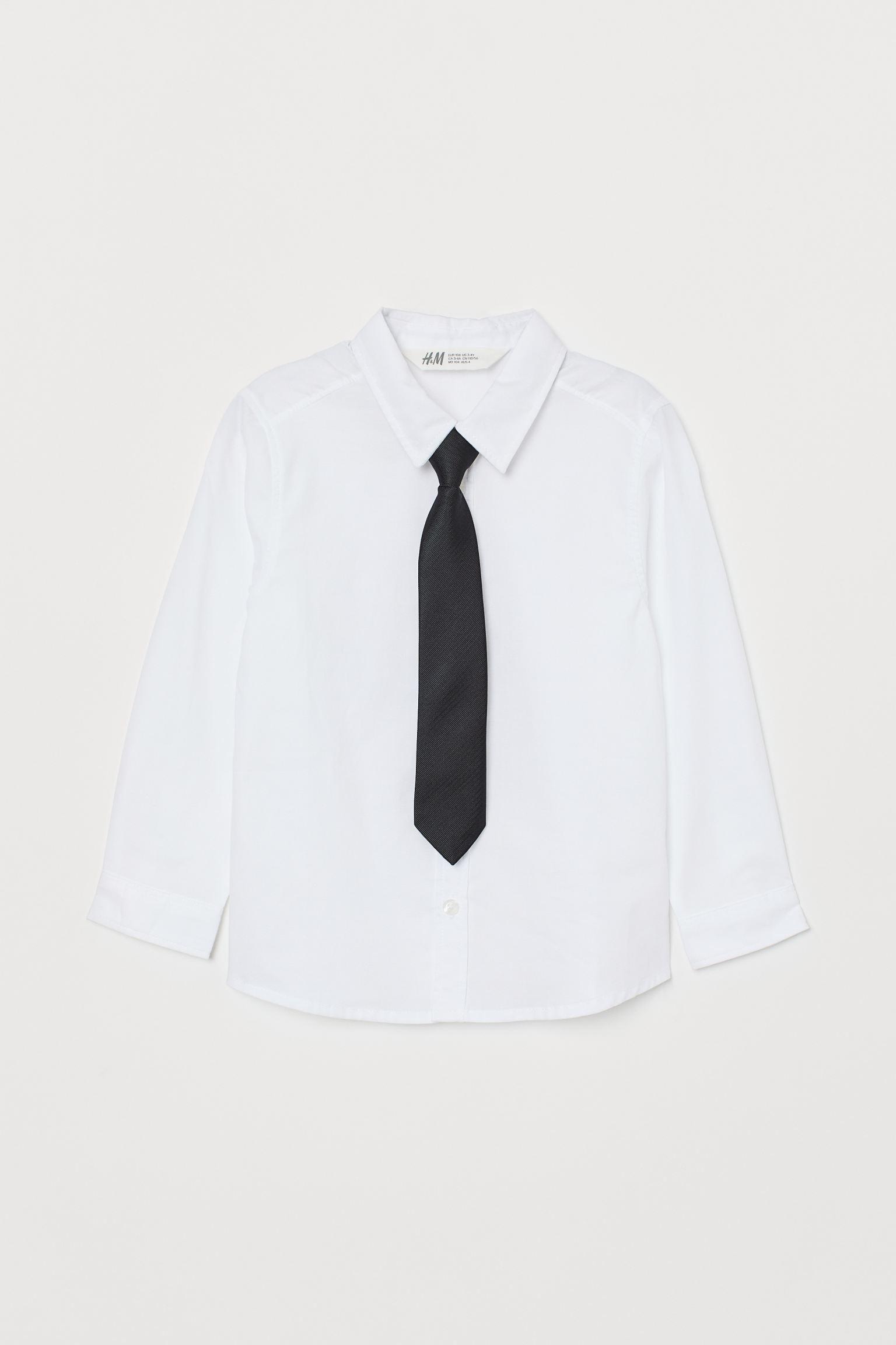 Рубашка H&M с галстуком 140 см Белый (1611755686)