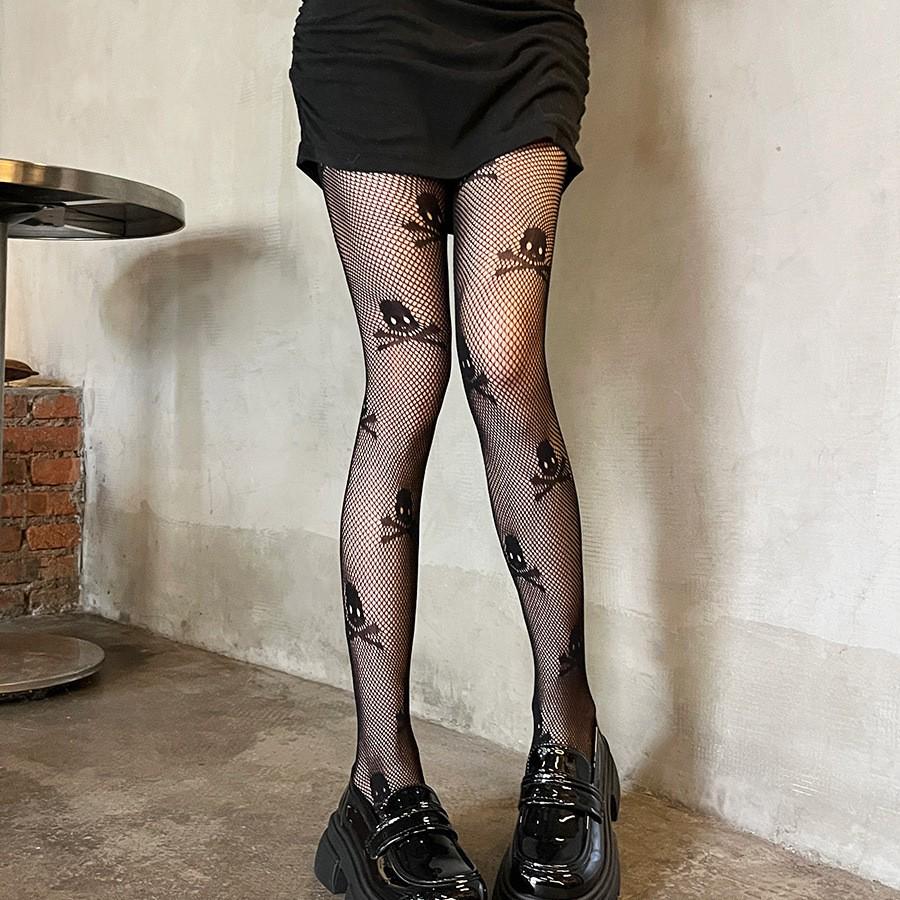 Колготы с черепами в сетку One Size Черный (38912) - фото 8