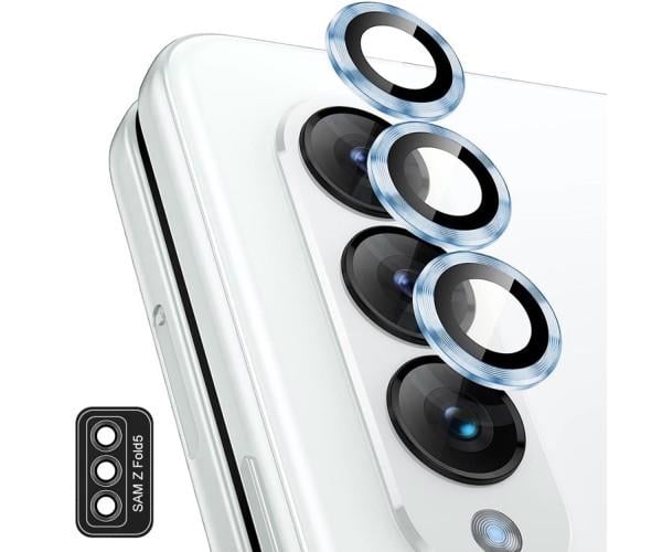 Защитное стекло с рамкой CD Pattern на заднюю камеру для Samsung Galaxy Z Fold5 Голубой