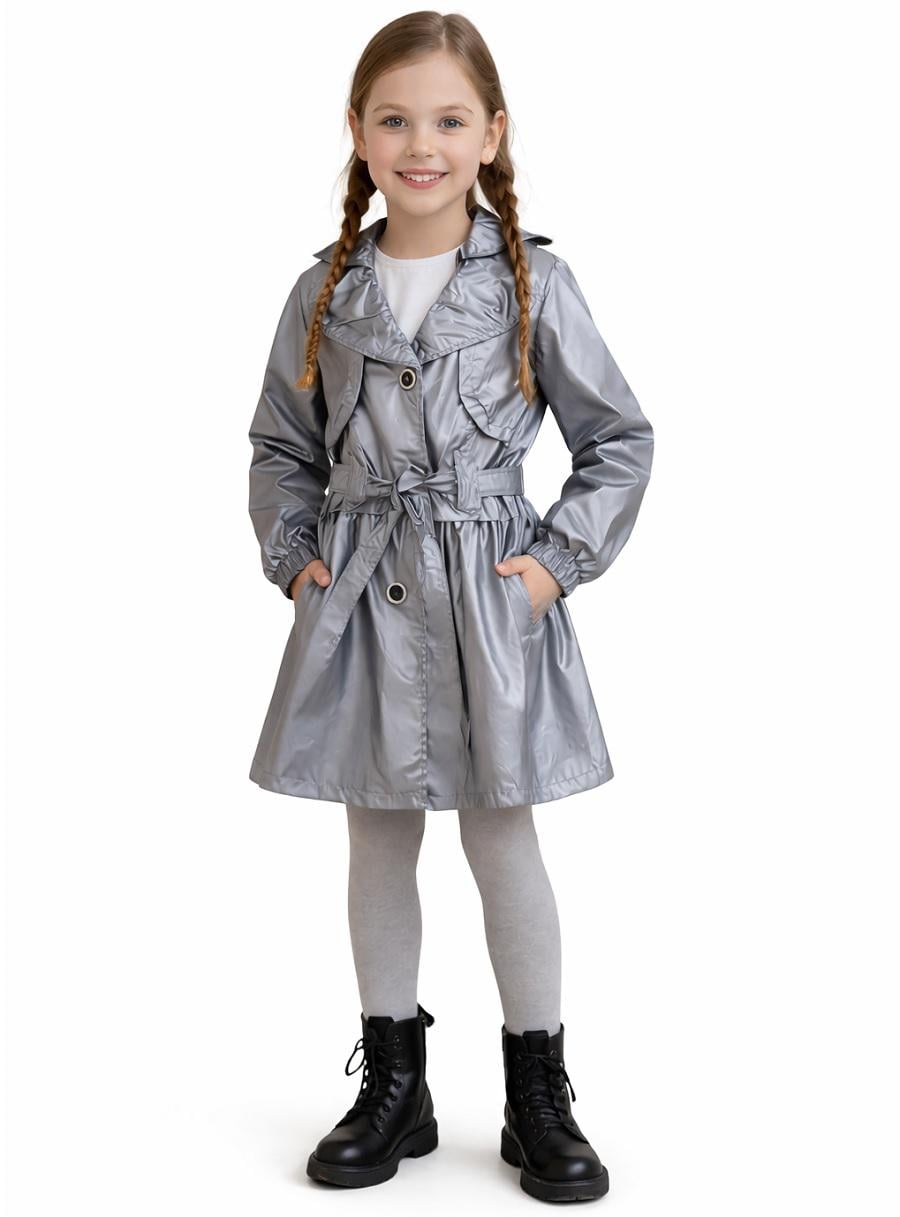 Плащ для дівчинки на флісі Ygsh 032 122 см Сріблястий (129402_122)