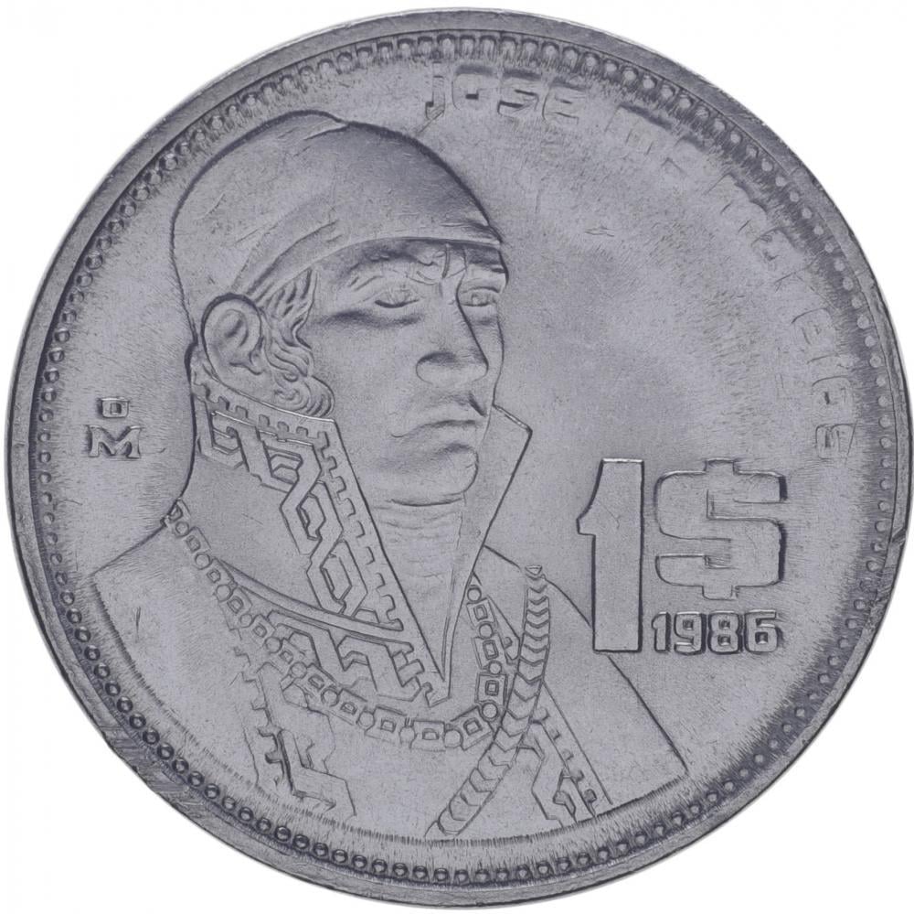 Коллекционная монета Мексика 1 песо 1984-1986 Хосе Мария Морелос UNC (KM#496)