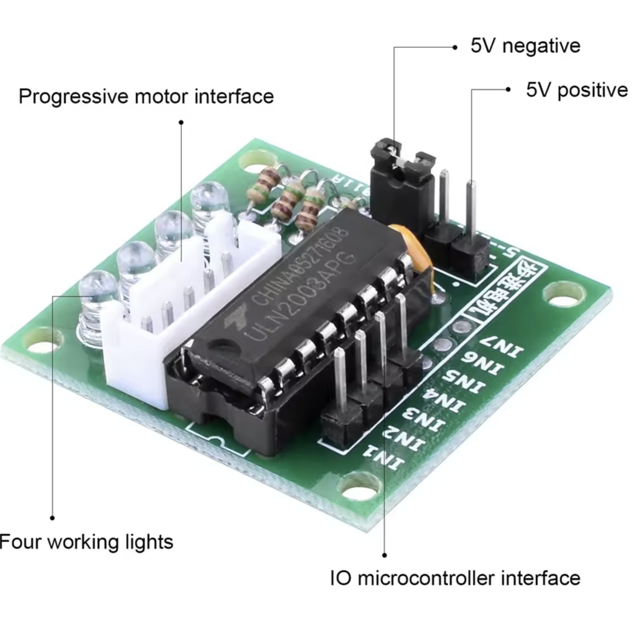 Двигун з редуктором 4-фазний кроковий 28BYJ-48 і драйвер платою ULN200 - фото 2