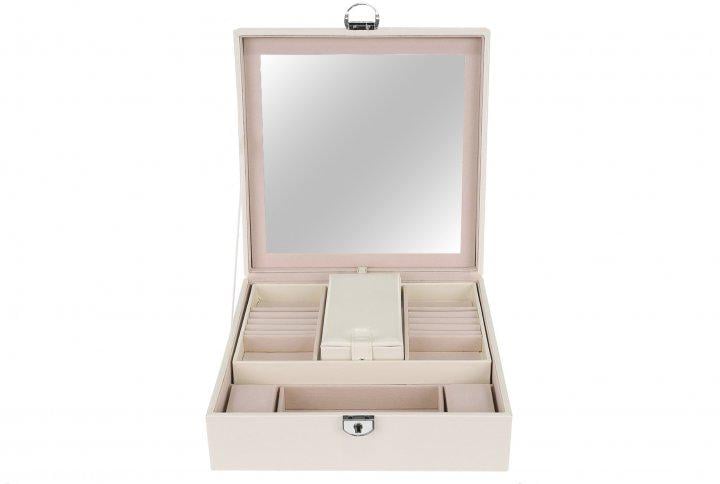 Скринька Hoz для ювелірних прикрас та біжутерії зі штучної шкіри 25,5х25,5х30 см Білий (406383537)