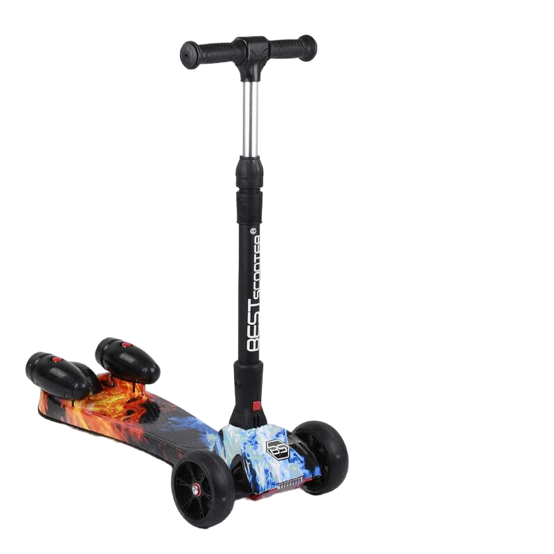 Самокат детский Best Scooter Maxi с парогенератором/складным рулем Black/Blue/Orange (100065)