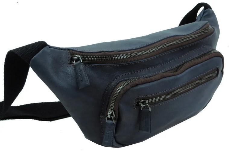 Сумка кожаная на пояс Mykhail Ikhtyar Синий (super530_80041 blue)