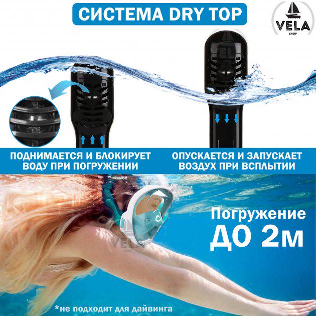 Маска для плавання Vela Sport із кріпленням для екшн-камери S/M Бірюзовий (00105) - фото 6