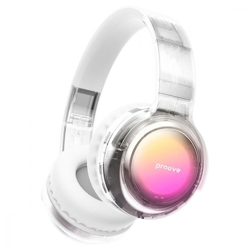 Наушники с подсветкой Proove Crystal Galaxy Bluetooth 5.3 Type-C 900 мАч Transparent/White (HPCG00010002)
