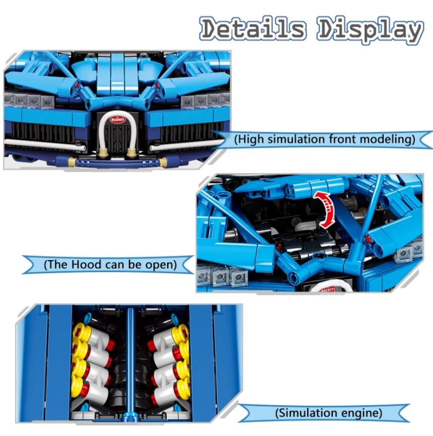 Конструктор дитячий MJI Bugatti Veyron Машина гоночна для хлопчика 1355 дет. (22792508) - фото 4