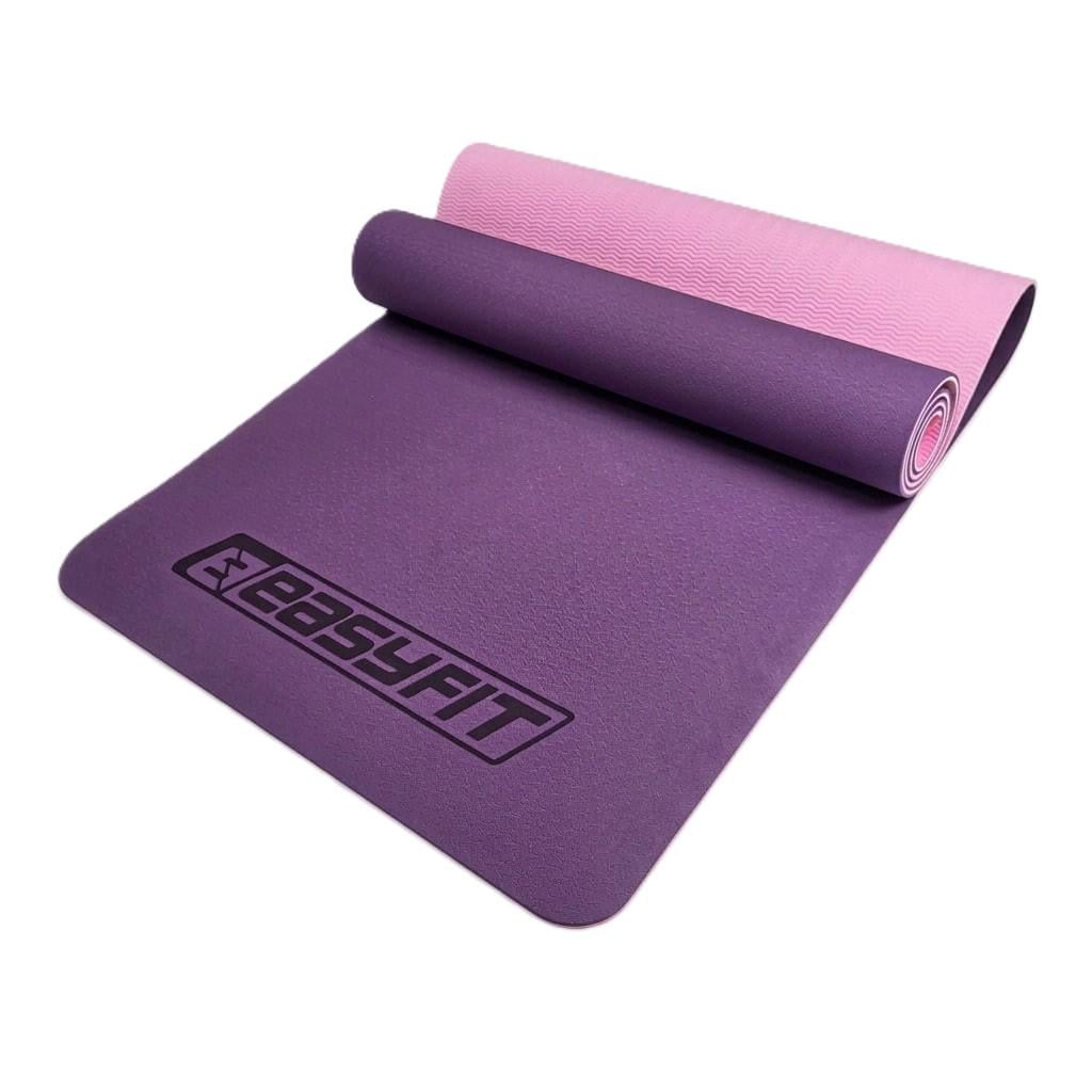 Коврик для йоги EasyFit TPE+TC двухслойный 183х61 см Фиолетовый/Розовый (EF-TPE6VP)