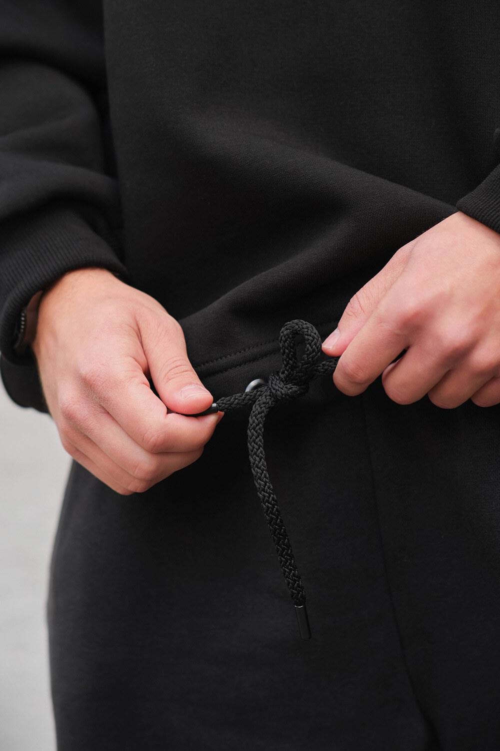 Худи на флисе Without с капюшоном и принтом Senna оверсайз Black (8055546) - фото 4 Худи на флисе Without с капюшоном и принтом Senna оверсайз Black (8055546) - фото 4