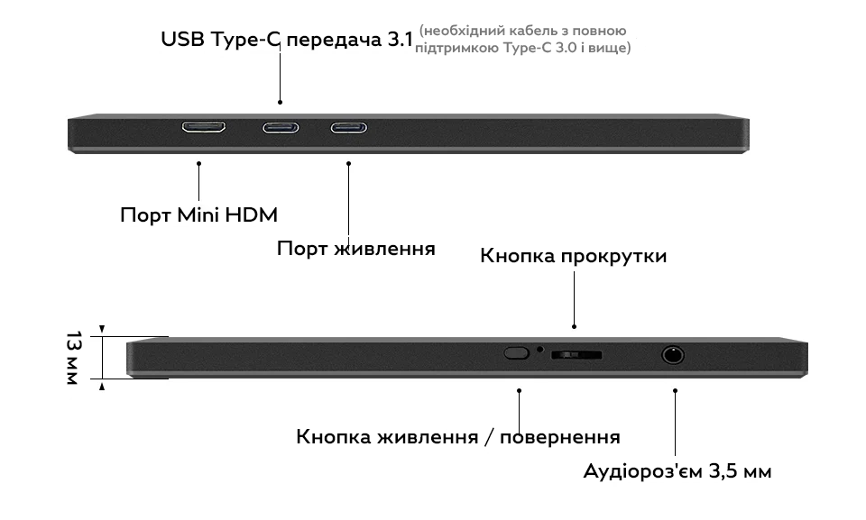 Монитор портативный RIAS IPM-116 11,6" 768P Black (3_06682) - фото 10