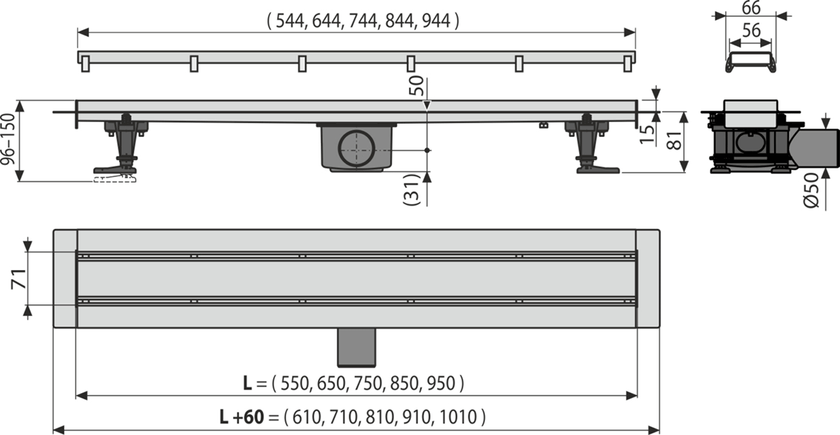 Трап лінійний Alca Plast APZ13-DOUBLE9-650 (SW-72971) - фото 3 Трап лінійний Alca Plast APZ13-DOUBLE9-650 (SW-72971) - фото 3