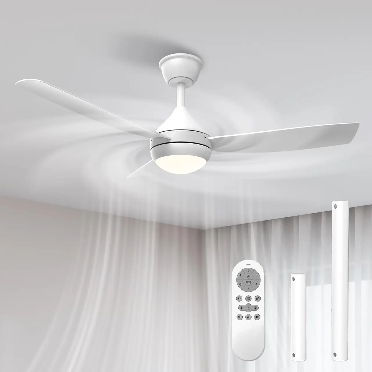 Вентилятор Airwit с LED 106 см BLDC пульт Белый (2976405498)