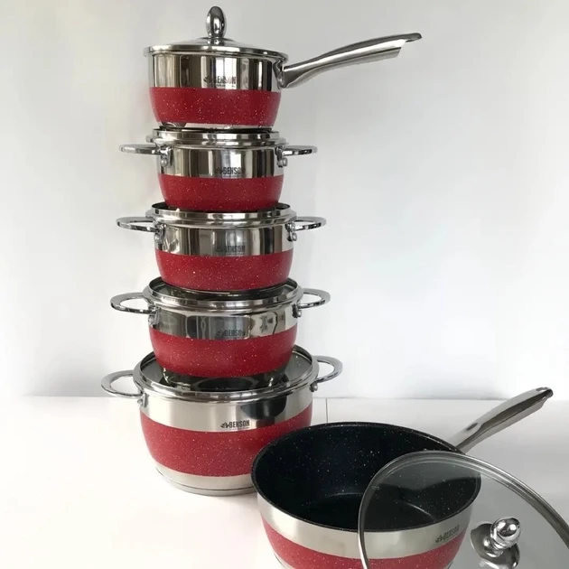 Набор посуды Benson из нержавеющей стали 12 предметов (BN-294) - фото 2 Набор посуды Benson из нержавеющей стали 12 предметов (BN-294) - фото 2