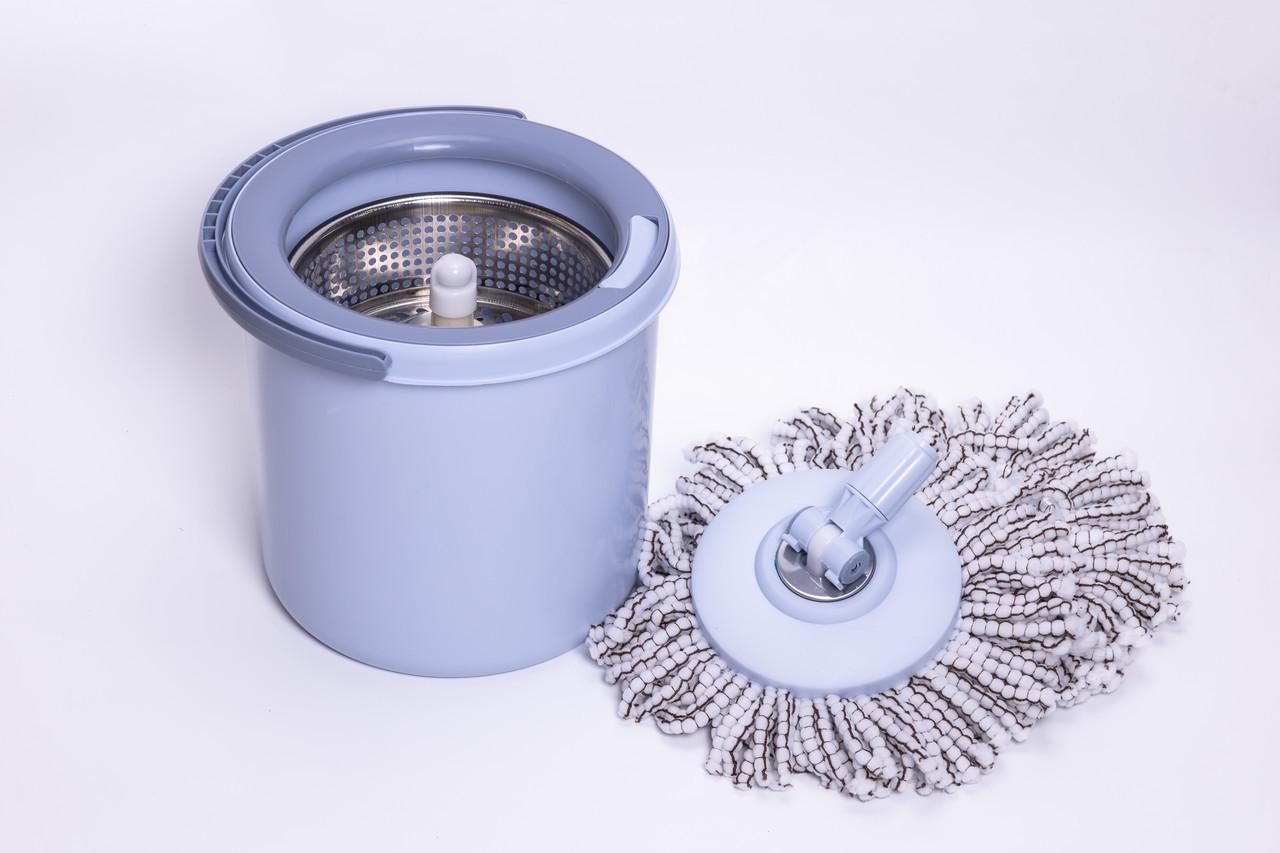 Набор для влажной уборки с круглой телескопической шваброй из микрофибры и ведром с отжимом для дома (A-035241) - фото 3 Набор для влажной уборки с круглой телескопической шваброй из микрофибры и ведром с отжимом для дома (A-035241) - фото 3