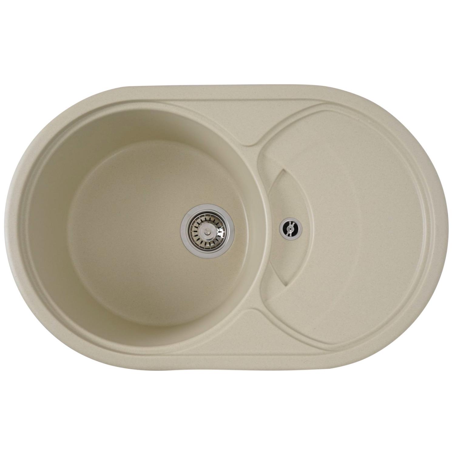 Мойка кухонная Platinum PLS-A27520 гранитная овальная 775x500 мм Бежевый (152258)