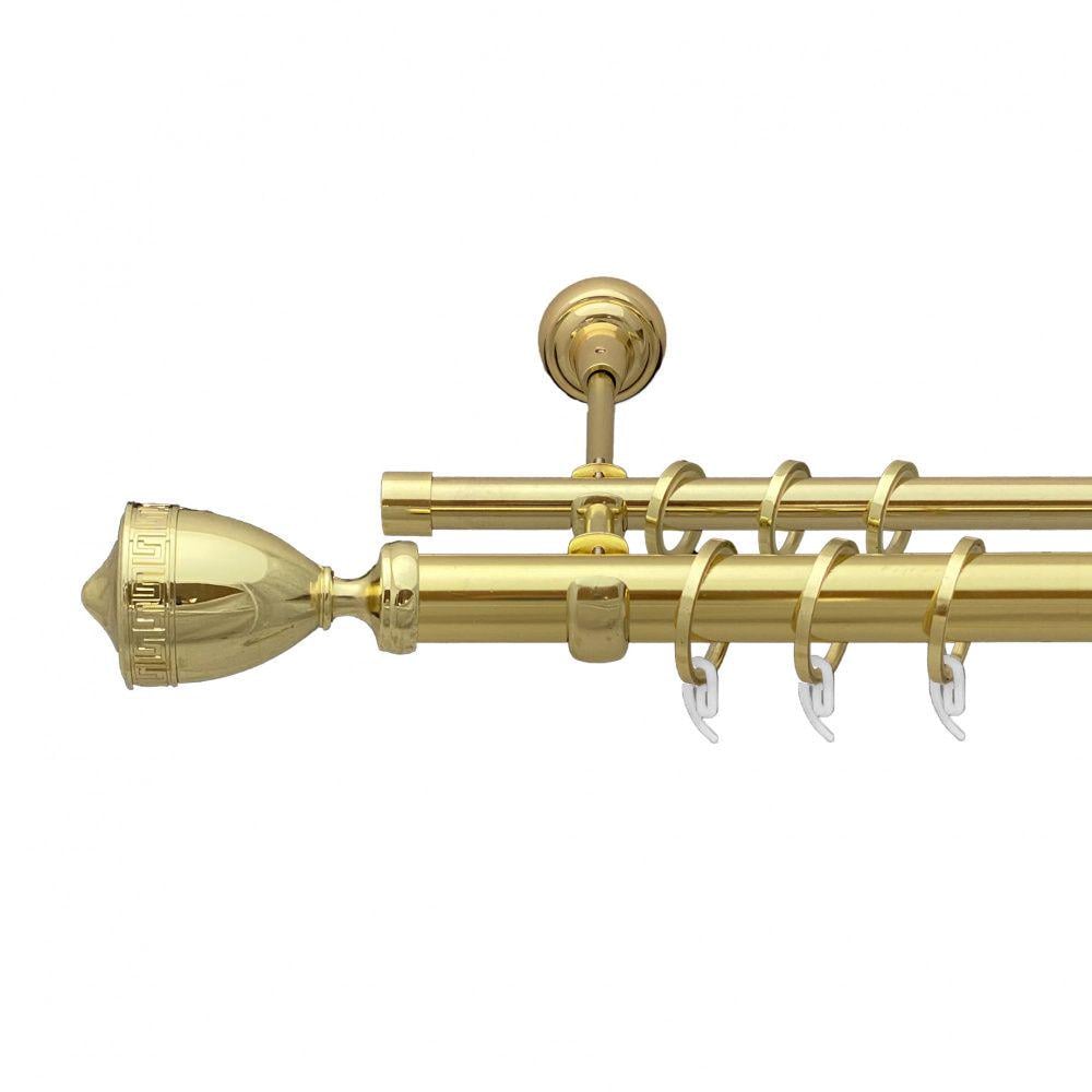 Карниз Orvit Афіна металевий дворядний відкритий гладка труба кільце фасонне металеве 25/16 мм 200 см Золото (7035406)