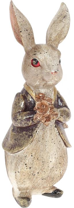 Фигурка декоративная Белый Кролик с Букетом 31,5 см полистоун (BD-419-280)