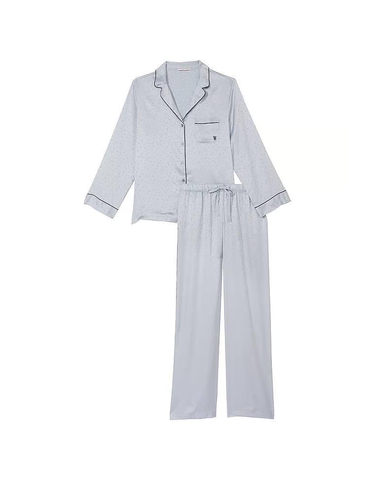 Піжама жіноча Victoria's Secret Satin Long Pajama Set сатинова M Сріблястий (13800927) - фото 4