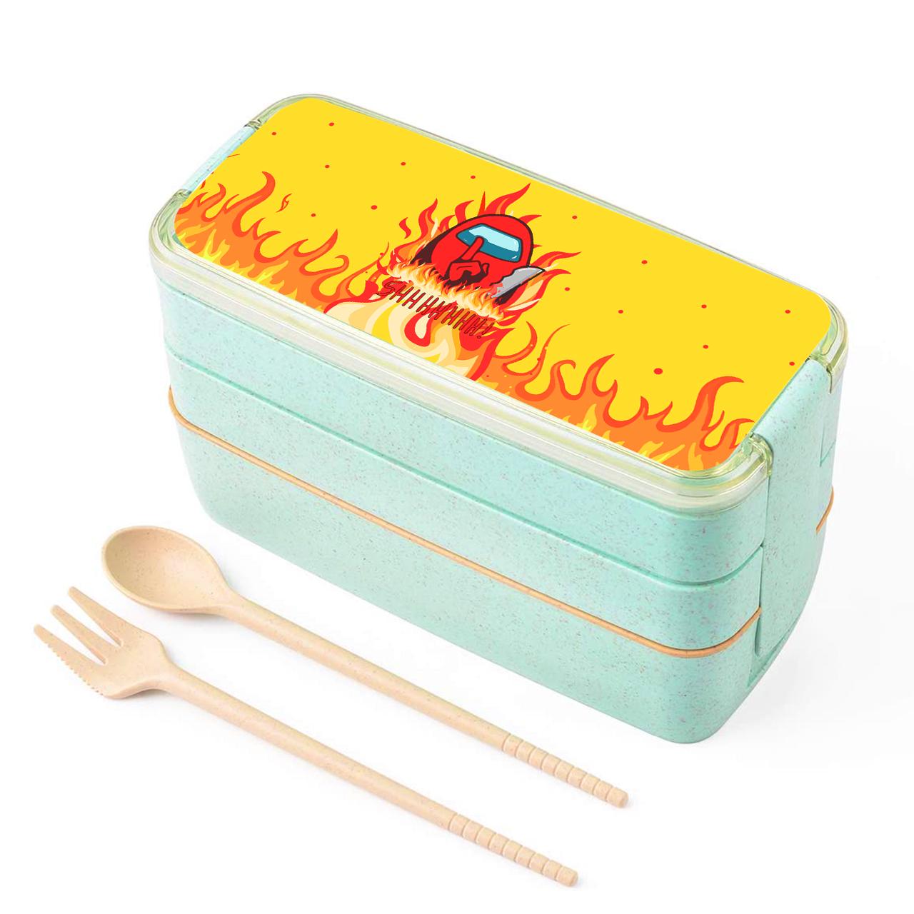 Ланч-бокс Among Us Red 900 мл с вилкой и ложкой Мятный (34713-2412-MT)