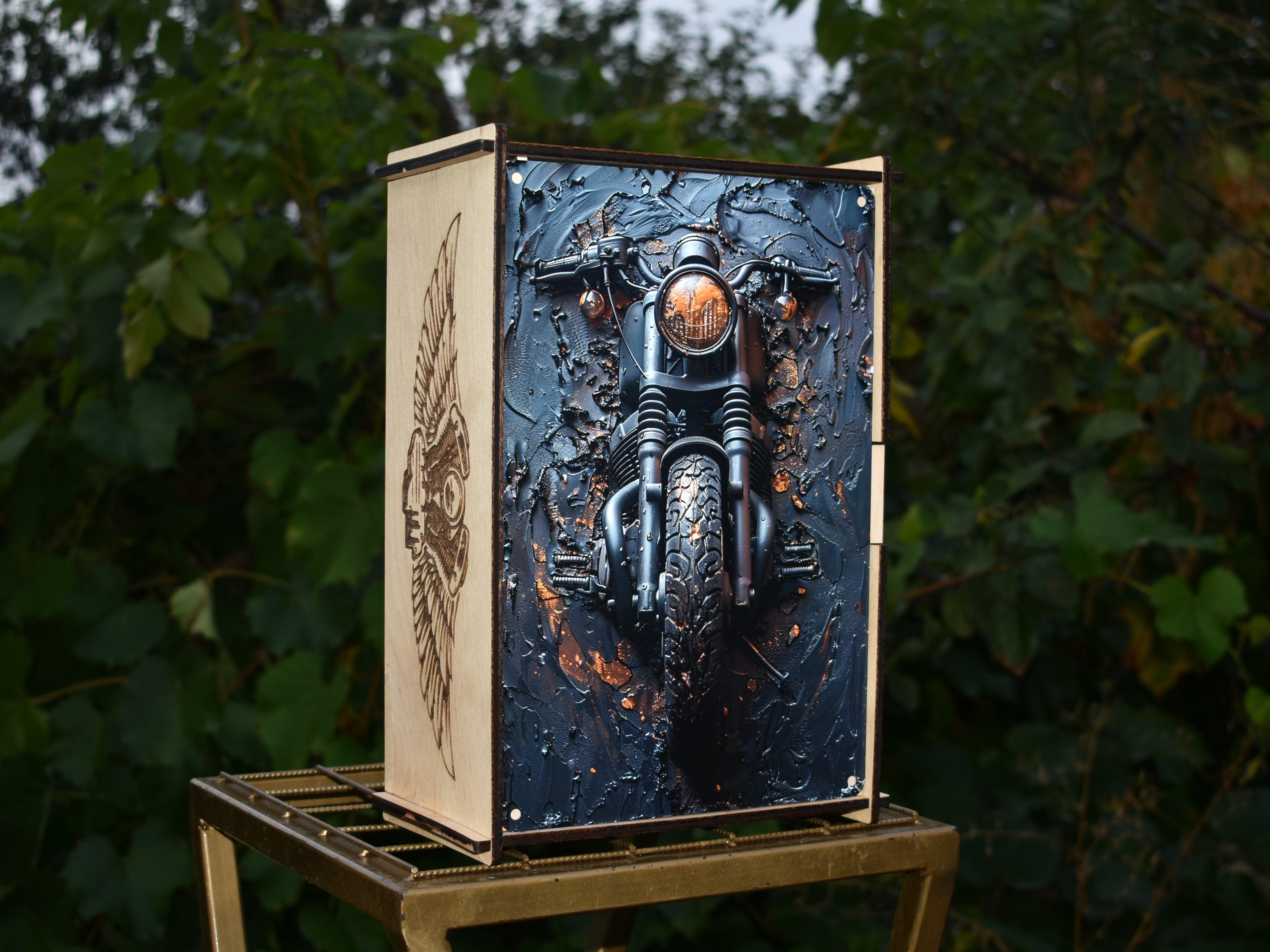Подарочная коробка Мотоцикл 3D изображение деревянная с индивидуальной гравировкой (21347171) - фото 9