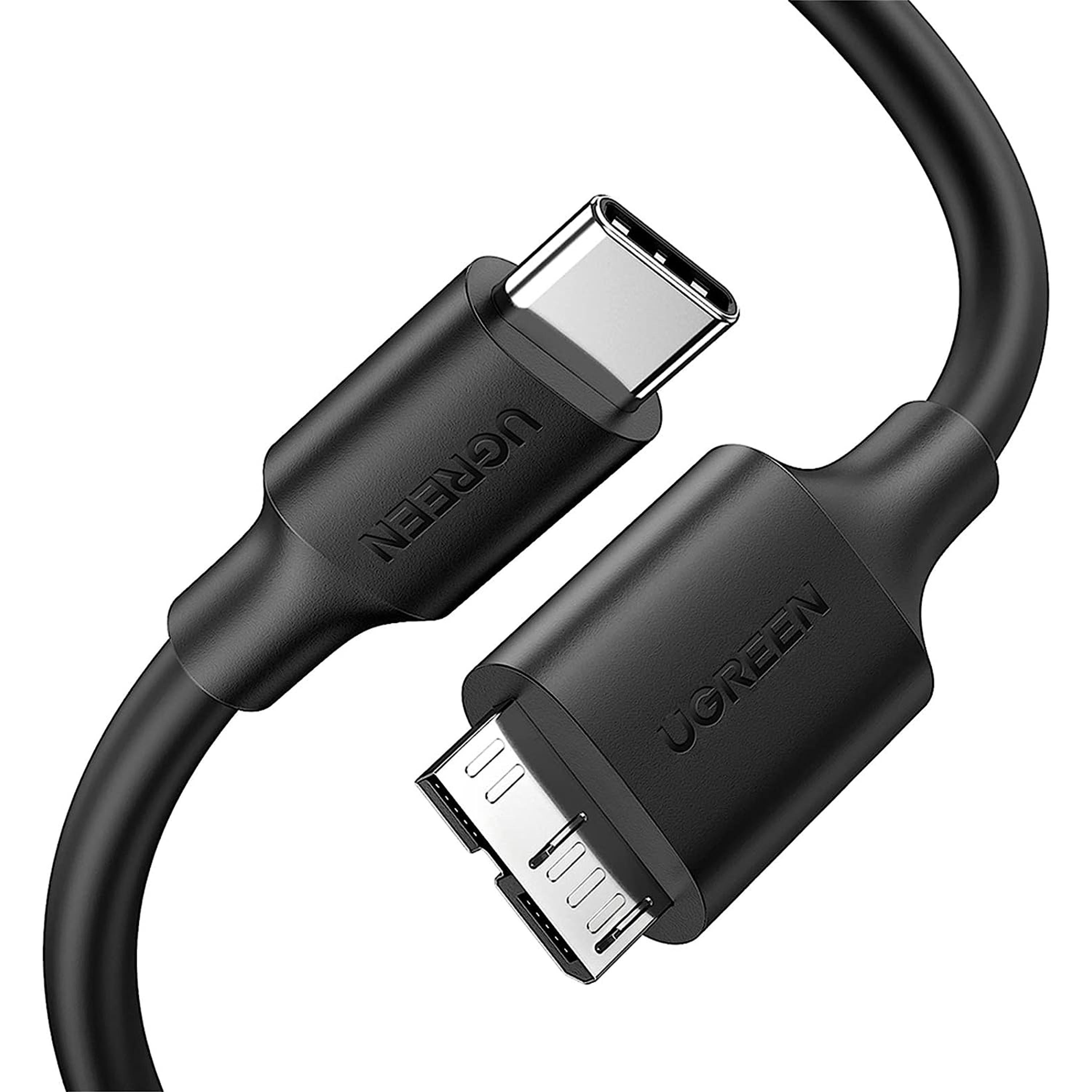 Кабель для жестких дисков UGREEN Type-C-Micro USB Type-B 5 Гбит/с USB 3.0 A на Micro-B 1 м Черный (20103) - фото 1